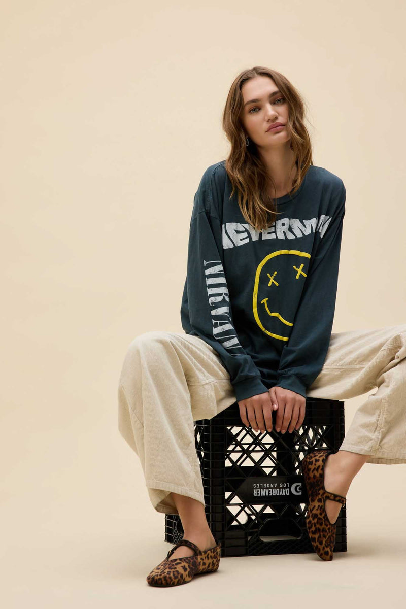 Daydreamer | Nirvana Nevermind Smiley Merch Long Sleeve - Vintage Black ...