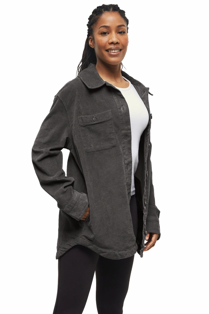TenTree | EcoStretch Corduroy Shacket - Forest River Green