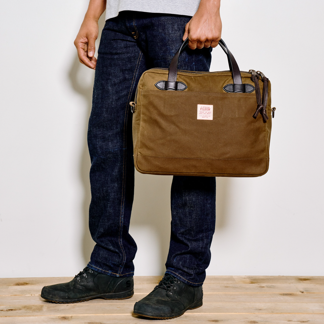 Filson | Tin Cloth Compact Briefcase - Dark Tan – Montana Supply Co.