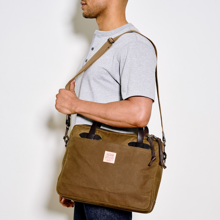 Filson | Tin Cloth Compact Briefcase - Dark Tan – Montana Supply Co.