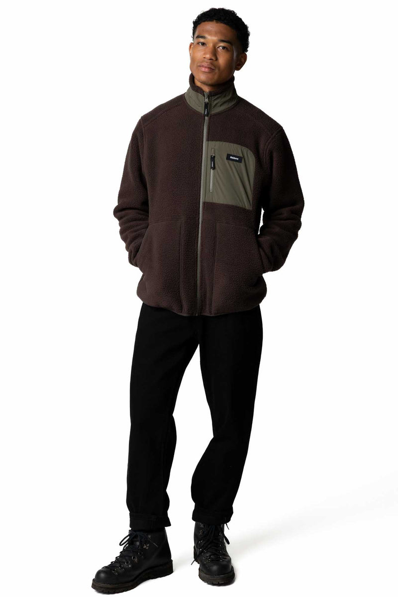 Finisterre Men's Bolster Fleece Full Zip - Burnt Umber / Olive