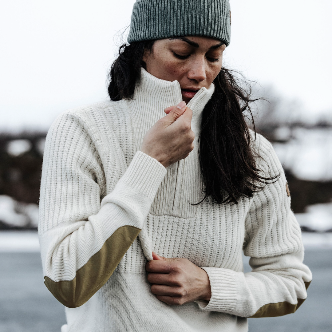 Fjallraven Ovik Half Zip Knit Chalk White Women s Montana Supply Co