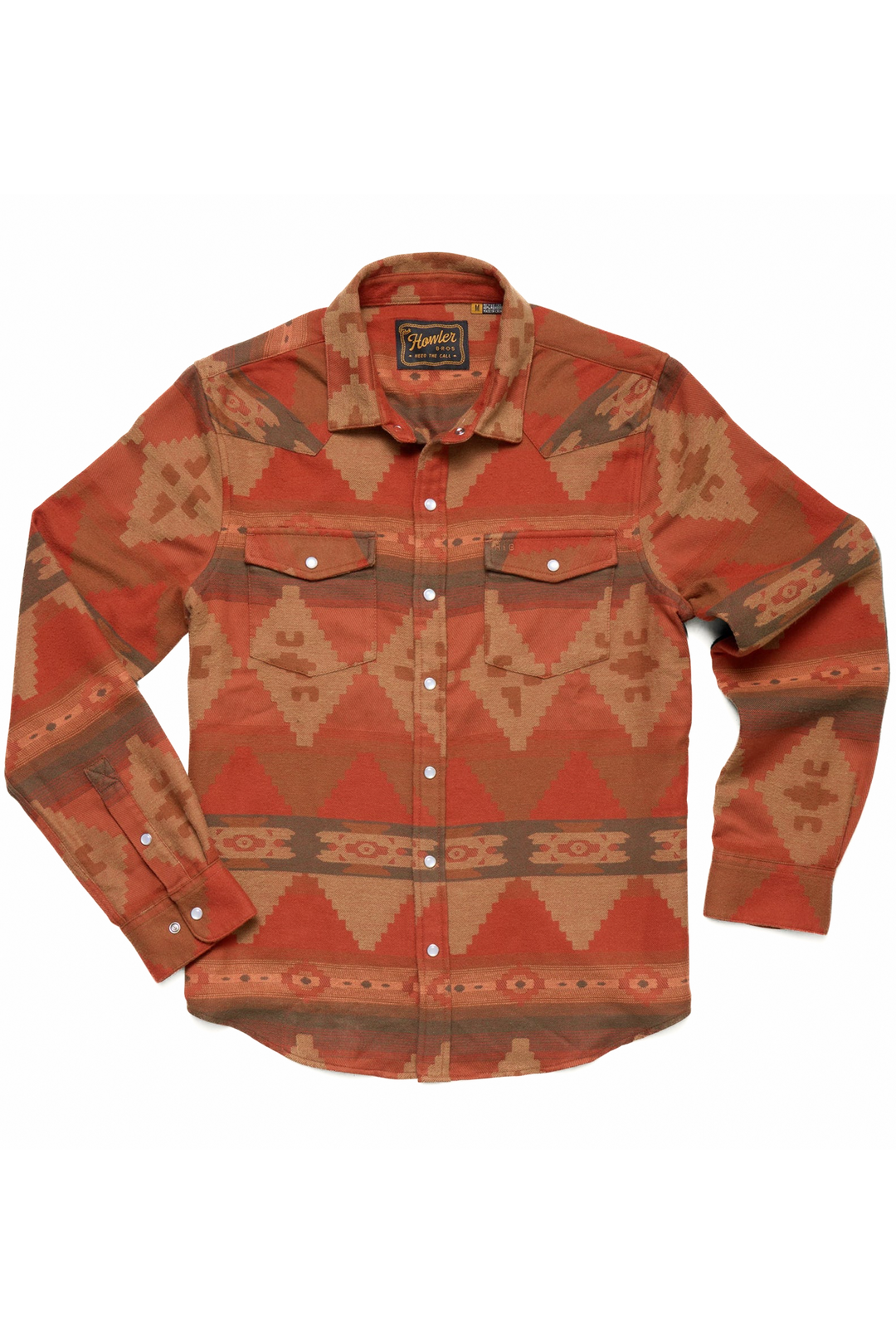 Howler Brothers Men's Sheridan Flannel Mitla Motifs : Terracotta / XXL